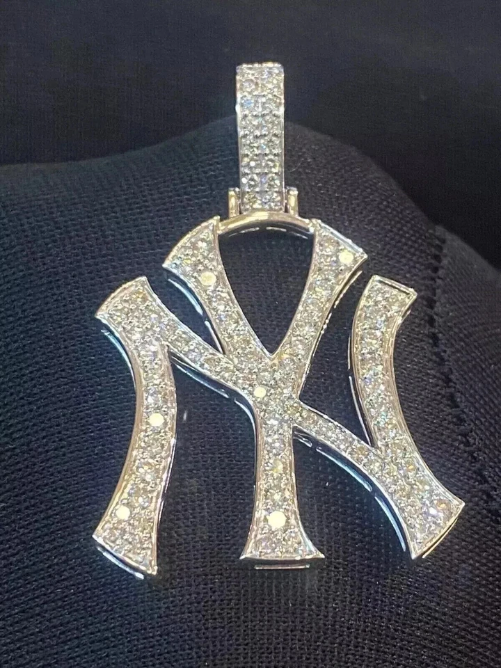 3Ct Round Cut Lab Created Diamond Men's NY Custom Pendant 14K White Gold Plated - Image 3 of 4