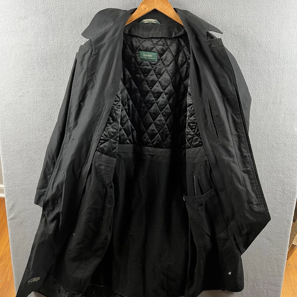 Abrigo Ralph Lauren de Colección para Hombres 44R Negro Microfibra Gabardina Dinero Antiguo Foto 4 de 4