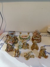 Vintage Cherished Teddies Mixed LOT Of 9 Figurines, One Plays Music And Works