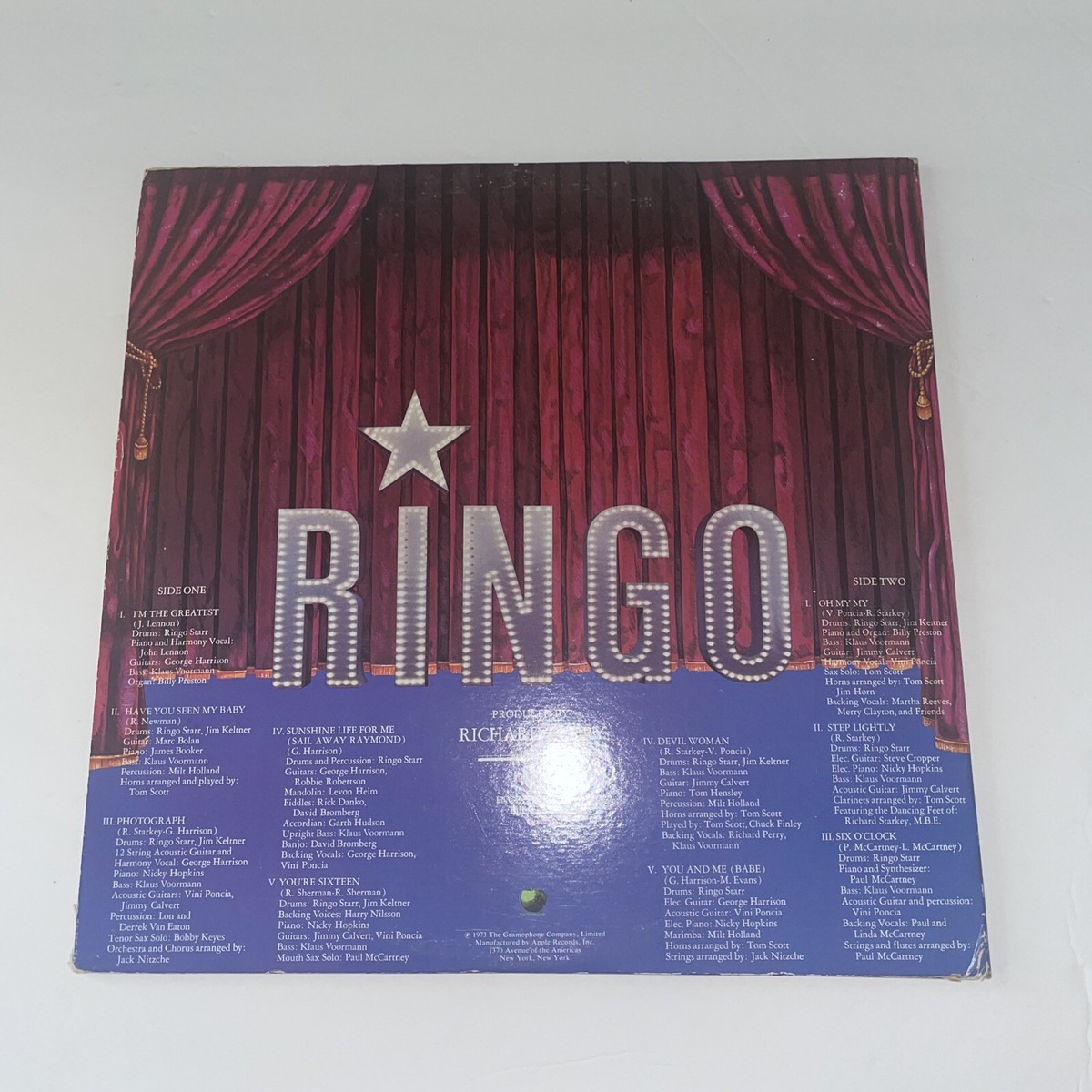 Ringo Starr Ringo 1973 Apple SWAL 3413 W/Booklet | eBay