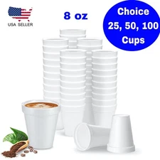 8 oz  Disposable Foam Cup White Styrofoam Drinking Hot and Cold Cups