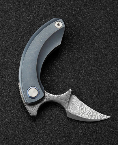 Bestech Knives Strelit Framelock Damascus/ Blue Folding Blade Knife - BT2103I