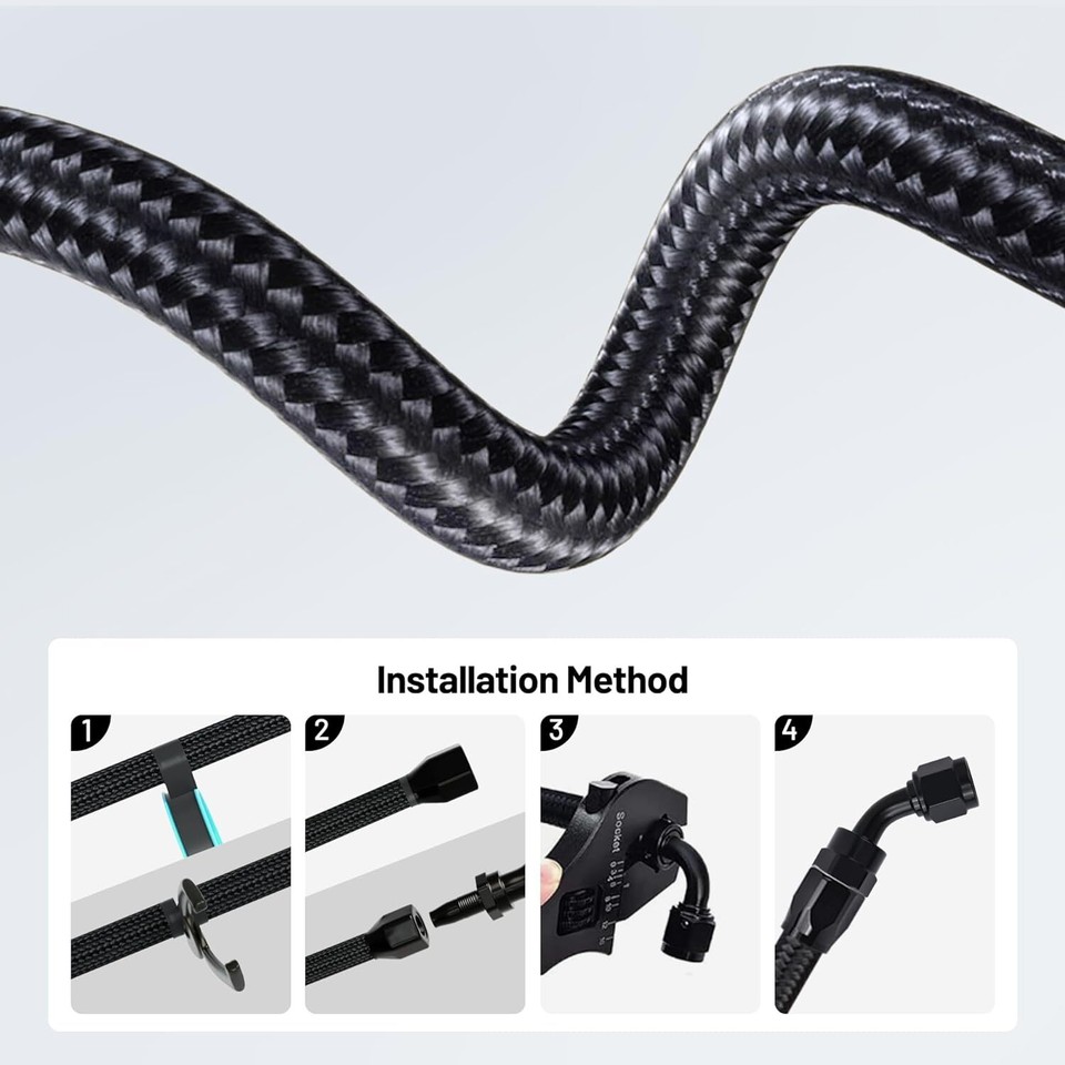 6AN CPE Fuel line Kit,Nylon Braided Fuel Gas Hose 20FT with 10Pcs Hose