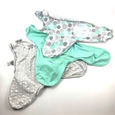 SwaddleMe Lot of 3 Adjustable Baby Wrap Stage 1 7-14lbs Clouds Mint Circles