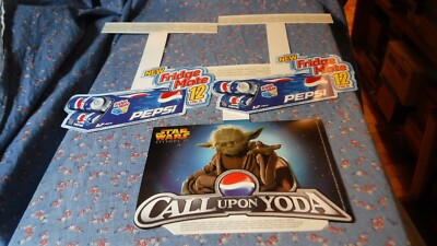 NOS 3 Dangly Pepsi Signs Star Wars Yoda  Fridge Mate Store Display Signs POS