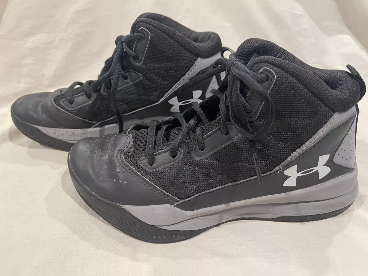 Under Armour Basketball Shoes 3.5Y Youth Kids Black Gray