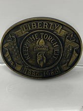 Brass Belt Buckle - Keep the Torch Lit - Liberty 1886 1986 - Weingeroff 1982