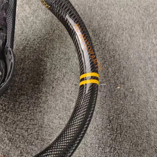 Customized Carbon Fiber Perforated leather Steering Wheel Yellow line For AudiA4 - Picture 4 of 8