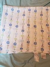 Aden anais cotton swaddle baby blanket receiving Blue Green Brown Swirls LN