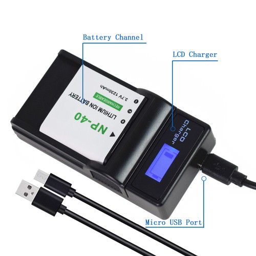 Battery +LCD Charger for Casio NP-40 NP-40DBA NP-40DCA | EX-Z1050 EX-Z1080 Z1200 - Picture 9 of 12