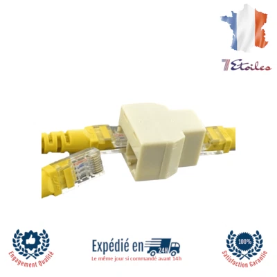 Coupleur Adaptateur RJ45 1 Femelle à 2 Femelle Ethernet Cat 5 Cat 6 Ethernet LAN