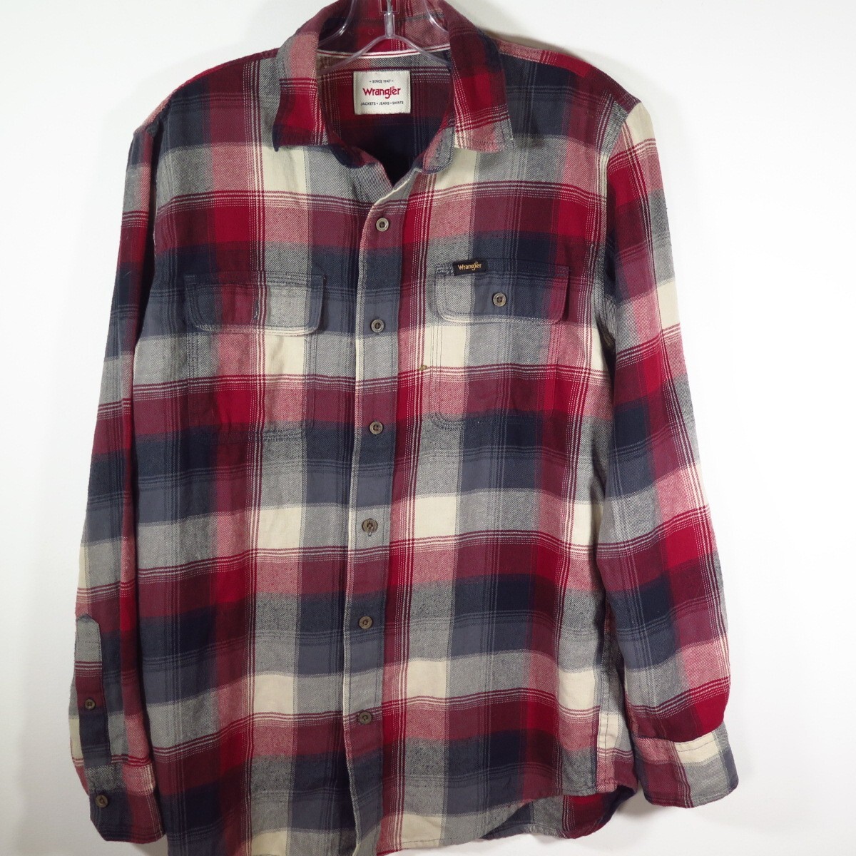 Wrangler Flannel Shirt Men's Size S Red Plaid Long Sleeve-image