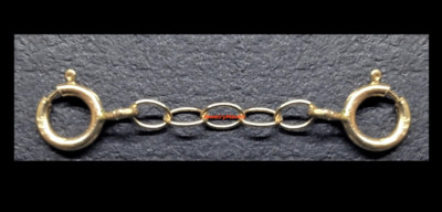 14k 2mm Cable Solid Yellow Gold 5mm DOUBLE Spring Ring 1'' Chain Extender Safety