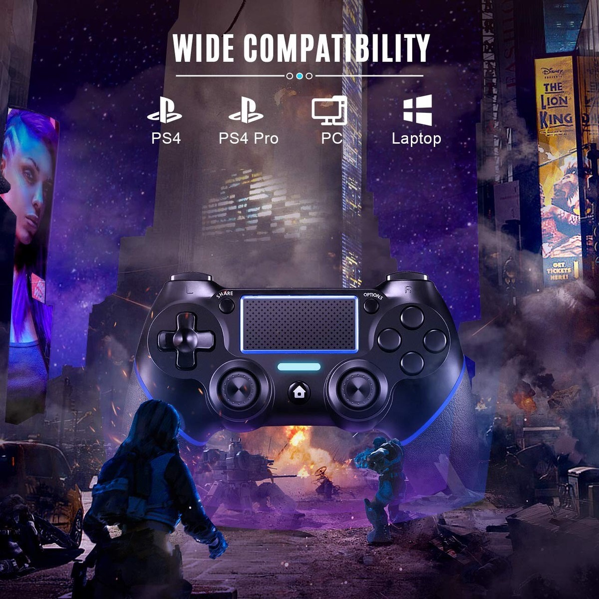 Replacement for PS4 Controller Wireless Gamepad Compatible