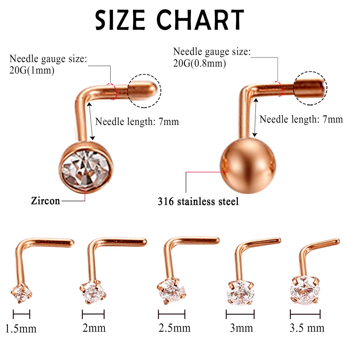Nose Piercing Stud Sizes Chart Septum Piercing Wire And Diameter