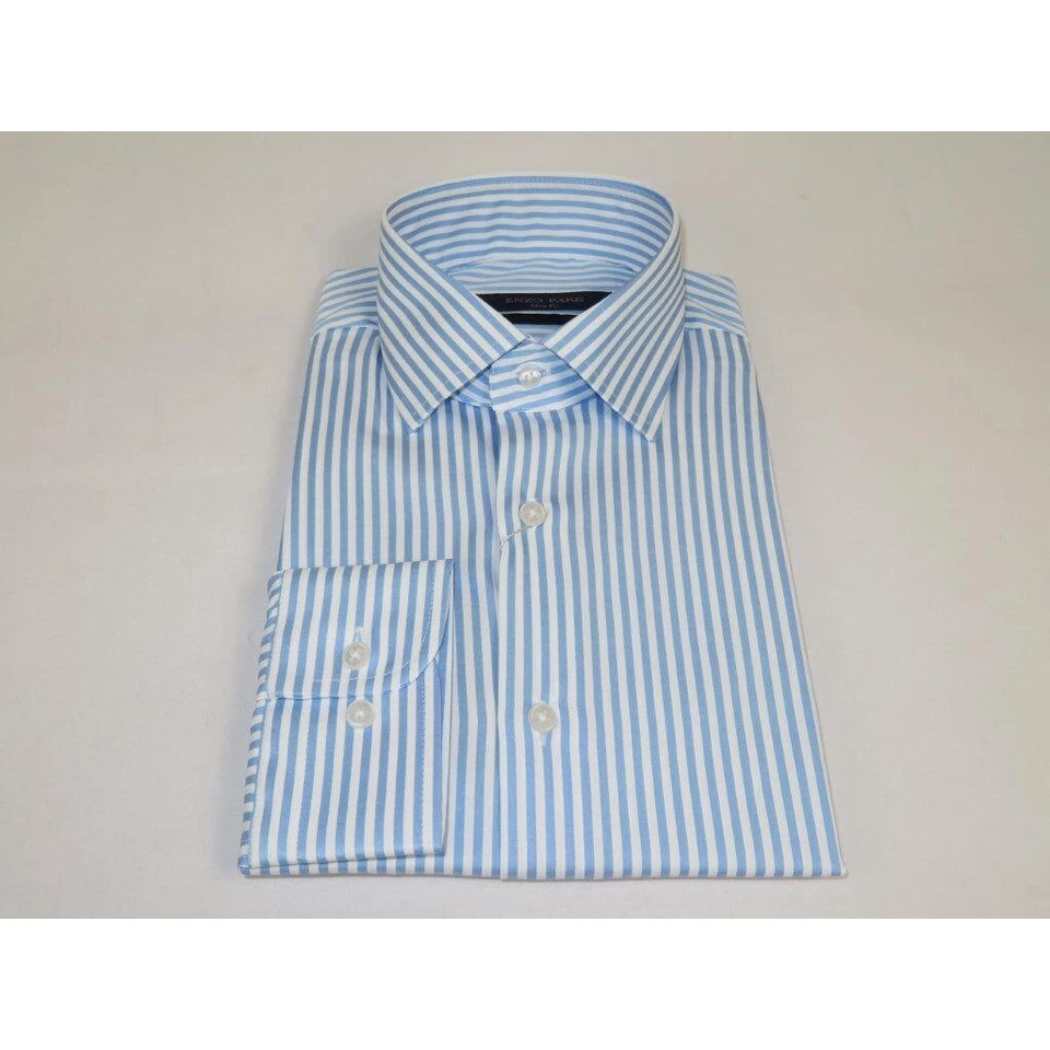 Men's Shirt ENZO PARK Turkey Soft Cotton Wrinkle Resistant Enzo9 Blue Stripe - Image 4 of 4