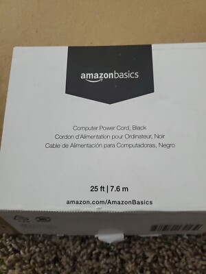 NEW Amazon Basics 25 Feet Replacement Power Cord Computer & Monitor - UL Listed