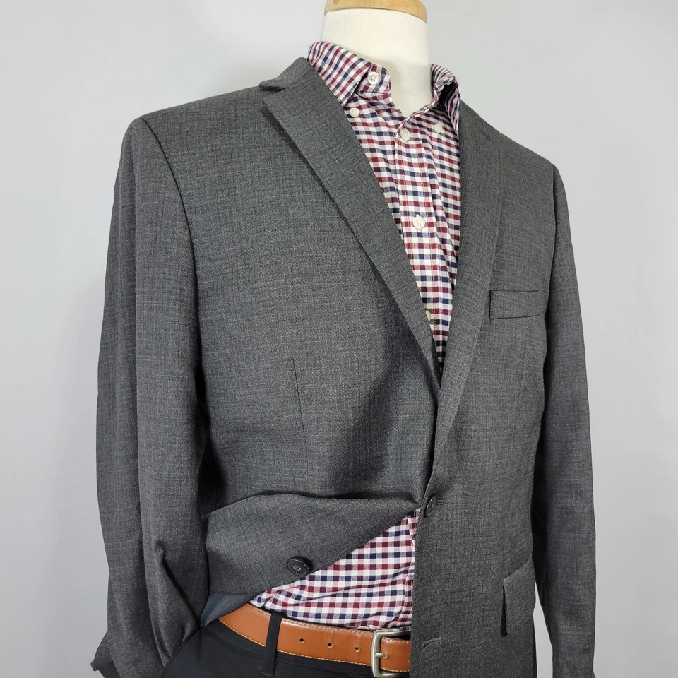 Abrigo Blazer Deportivo Para Hombre APT.9 Dos Botones Gris Carbón Mezcla de Poli Talla 44R Foto 3 de 4