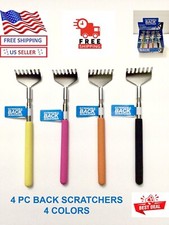 4 PC STAINLESS STEEL EXTENDABLE BACK SCRATCHER 4 COLORS EXTENDS UPTO 20 INCHES