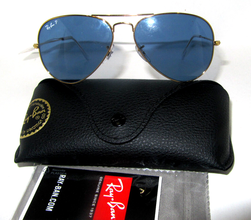 Ray-Ban neue klassische Pilotensonnenbrille polarisiert blaue Gläser goldfarbenes Gestell neu mit Etikett 245 $