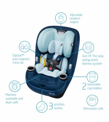 Maxi-Cosi Pria Max 3-in-1 Convertible Car Seat, Tetra Blue