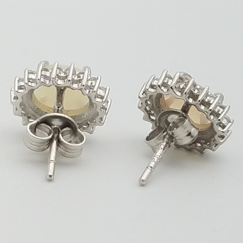 Signed PJC 925 Sterling Silver White Fire Opal & White Topaz 11'mm Stud Earrings - Picture 9 of 11