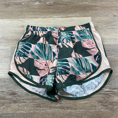NIKE Dri-Fit Stretch Waist Green Leaf Print Shorts w/ Brief Lining Girl's Medium - Picture 3 of 9