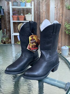 Mens Durango Black Leather Cowboy Boots 9D TR760 VINTAGE Durango TR760 Black Leather Western Boots Mid-Calf  main image 3