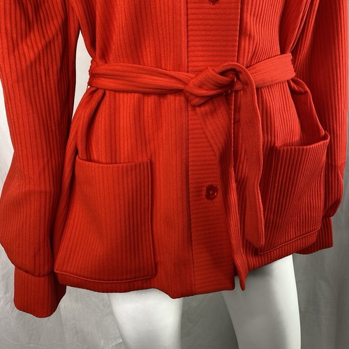 Ralph Originals 60s 70s long sleeve button-up spread collar top belted red sz XL - Picture 6 of 15