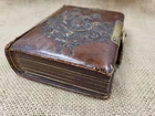 Antique Victorian Photo Album Brown Leather Cover With 23 Photos