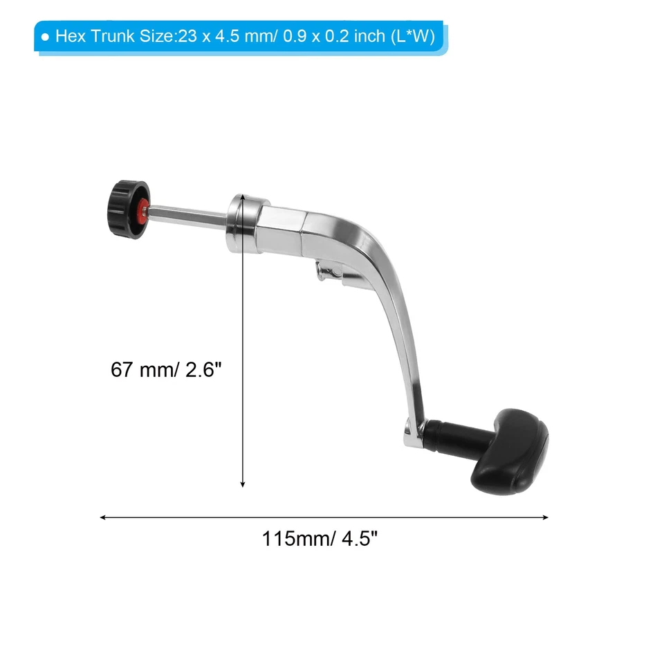 4,5" Pieghevole Pesca Mulinello Potenza Maniglia,3pz Metallo Impugnatura,Argento - Immagine 2 di 4