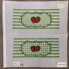 Handpainted Needlepoint Canvas  Striped Strawberry Purse   Read Description 
