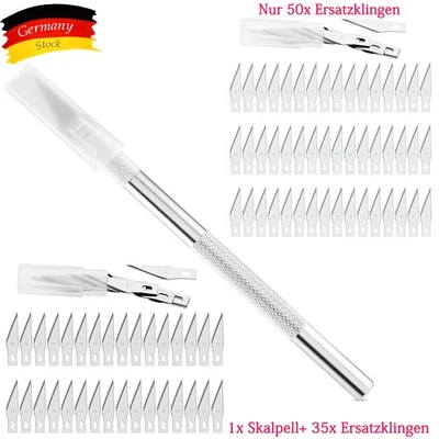MARKENLOS Bastel Skalpell Set 50/35x Ersatzklingen Bastelmesser Klingen Hobbymesser DE