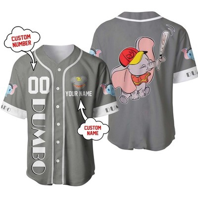 Personalized Disney Dumbo Flying Elephant Baseball Jersey Unisex Adults S-5XL