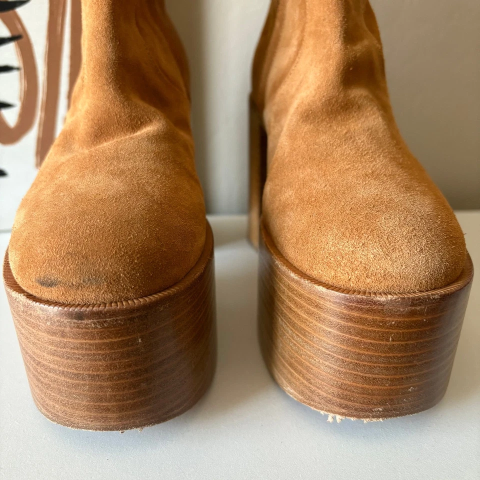 Simon Miller High Raid Platform Chunky Suede Leather Platform Brown Boot Size 38 - Image 3 of 4