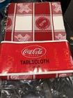 Vintage NOS Coca-Cola Tablecloth 100% Cotton 70” Round Checkered