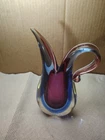 Vintage Murano Style Sommerso Art Glass Pitcher Ewer Purple Blue 8.75"