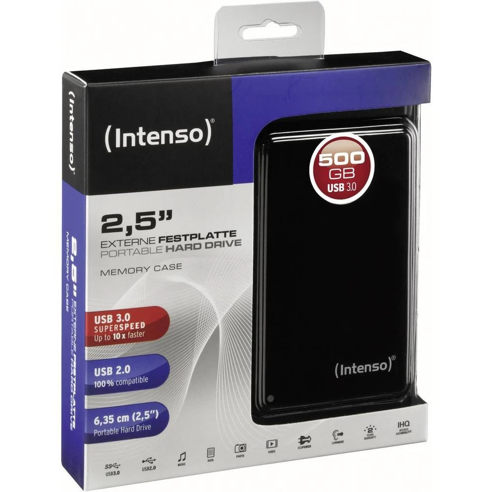 Intenso Memory Case 500 GB Hard Disk esterno da 2,5 USB 3.2 (Gen 1x1) Nero - Immagine 2 di 3