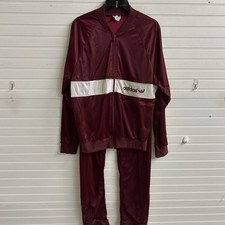Vintage 80s Adidas Tracksuit Made In USA Trefoil Logo Maroon Jacket Pants Set M