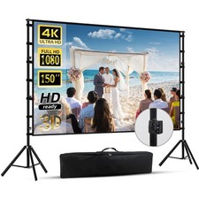 150"-Projector-Screen-with-Stand,Outdoor Projection Screen, Portable 16:9 4K ...