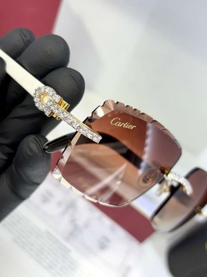 Cartier White buffalo horn sunglasses with 4ct Natural diamonds set in 10K  Gold