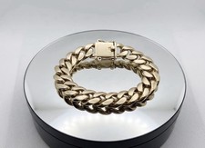 Beautiful Heavy Cuban Link Bracelet 9ct Gold Hallmarked 119.4 Grams Box Clasp