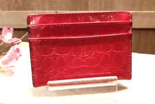 COACH Cherry Red Embossed Patent Leather Card Holder - EUC