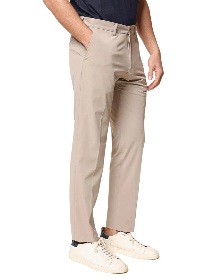 Pantalone classico in tessuto tecnico spandex beige - Immagine 2 di 4