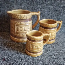 Vintage Set Of Three Ceramic Jug Cup Measures Made In Japan