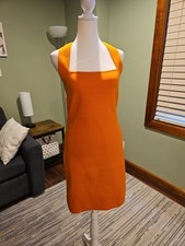 Orange Sleeveless Square Neck Shift Dress