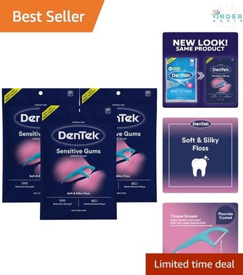 Dental Floss Picks Sensitive Gums Soft Ribbon Floss Mint 150 Count 3 Pack