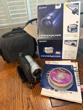Sony DCR-DVD650 DVD, Flash Media Camcorder, silver black with case and film