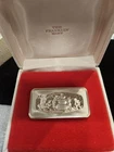 Franklin Mint Christmas Ingot 1974 The Snowman Sterling Silver 1000 Grains bar