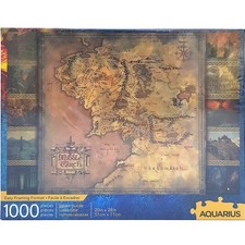 Image of Middle Earth Map 1000 Piece Jigsaw Puzzle Lord Of The Rings Easy Frame Aquarius